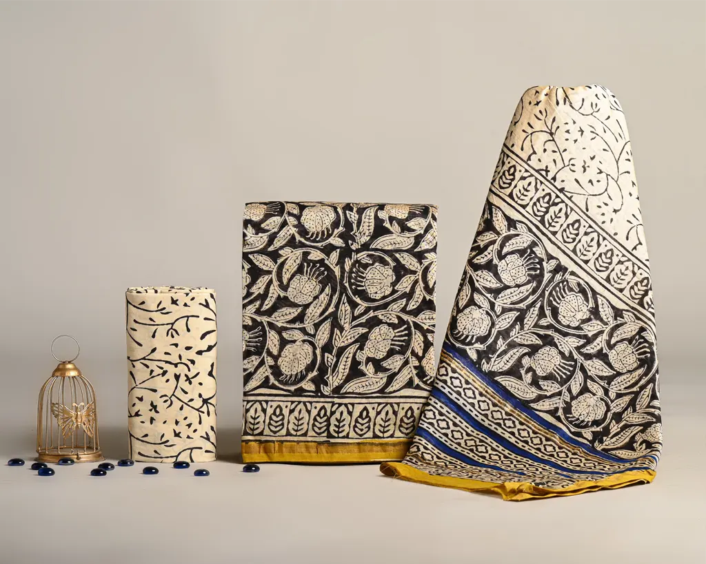 Exclusive Hand Block Print Chanderi Silk Suit Set