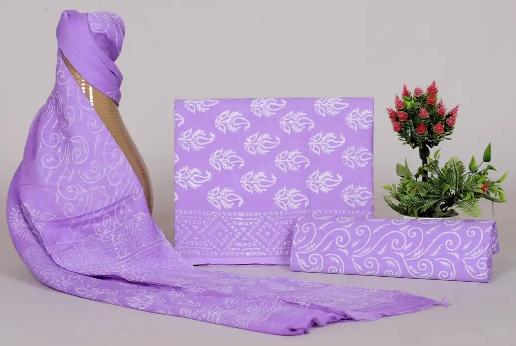 Cotton Suit Material with Chiffon Dupatta