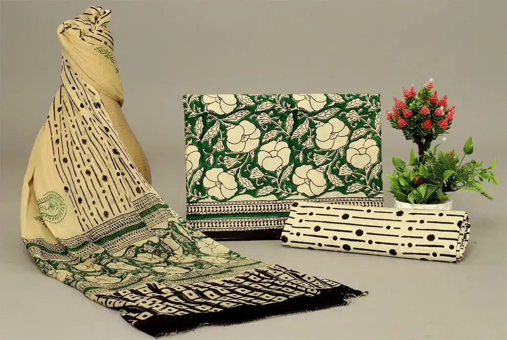 Cotton Suit Material with Chiffon Dupatta