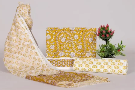 Cotton Suit Material with Chiffon Dupatta