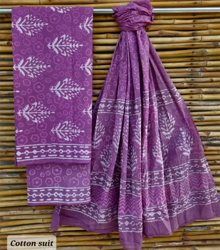 Hand Block Printed Cotton Suits with Cotton Duptta