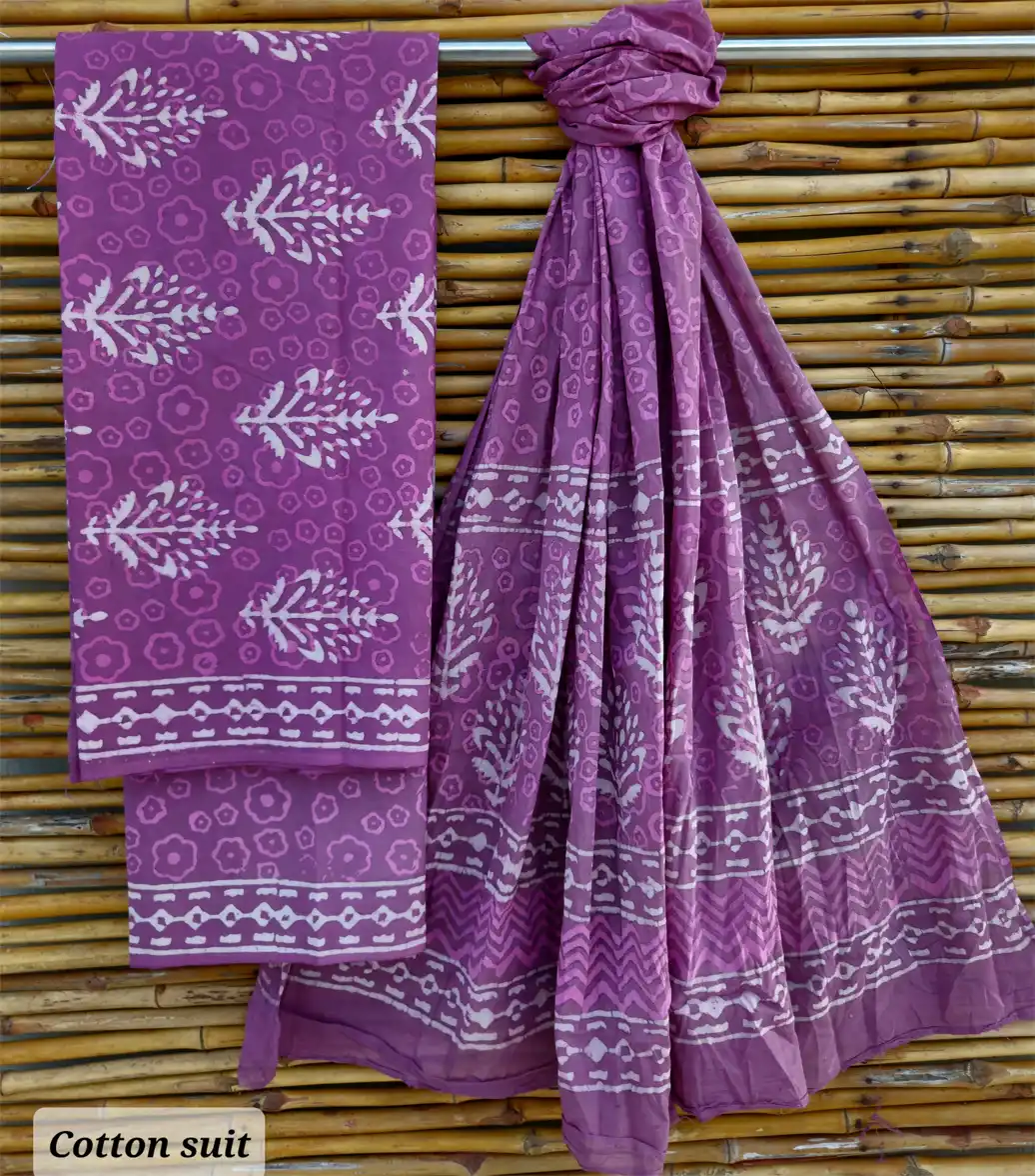 Hand Block Printed Cotton Suits with Cotton Duptta