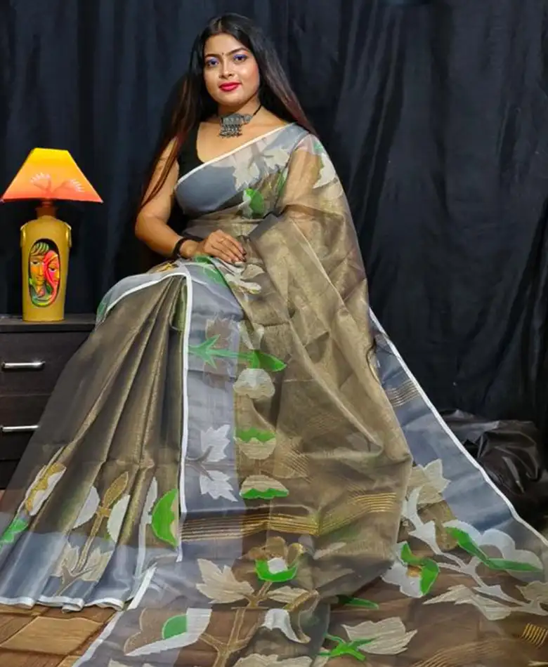 Hand Woven Pure Tissue Muslin Saree