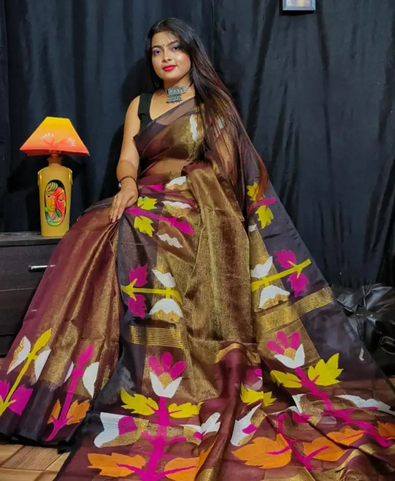 Hand Woven Pure Tissue Muslin Saree