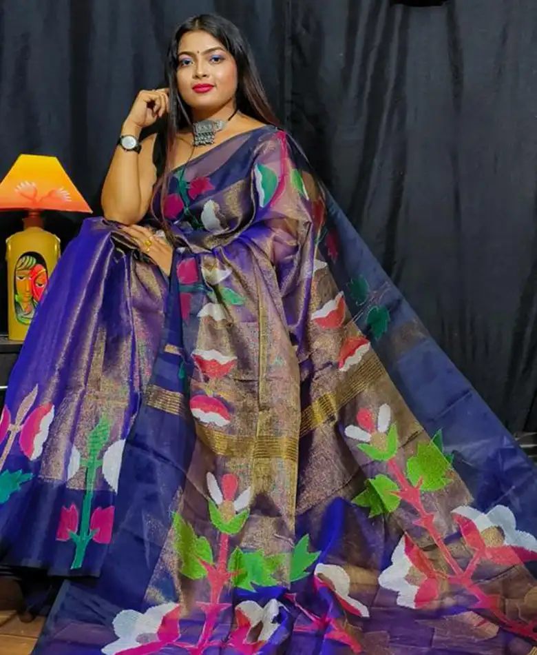 Hand Woven Pure Tissue Muslin Saree