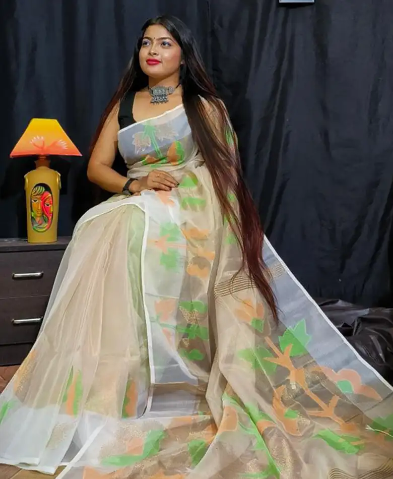 Hand Woven Pure Tissue Muslin Saree