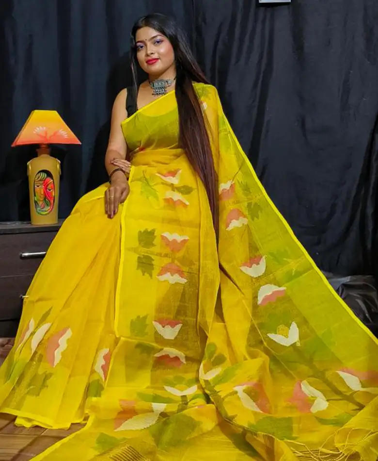 Hand Woven Pure Tissue Muslin Saree