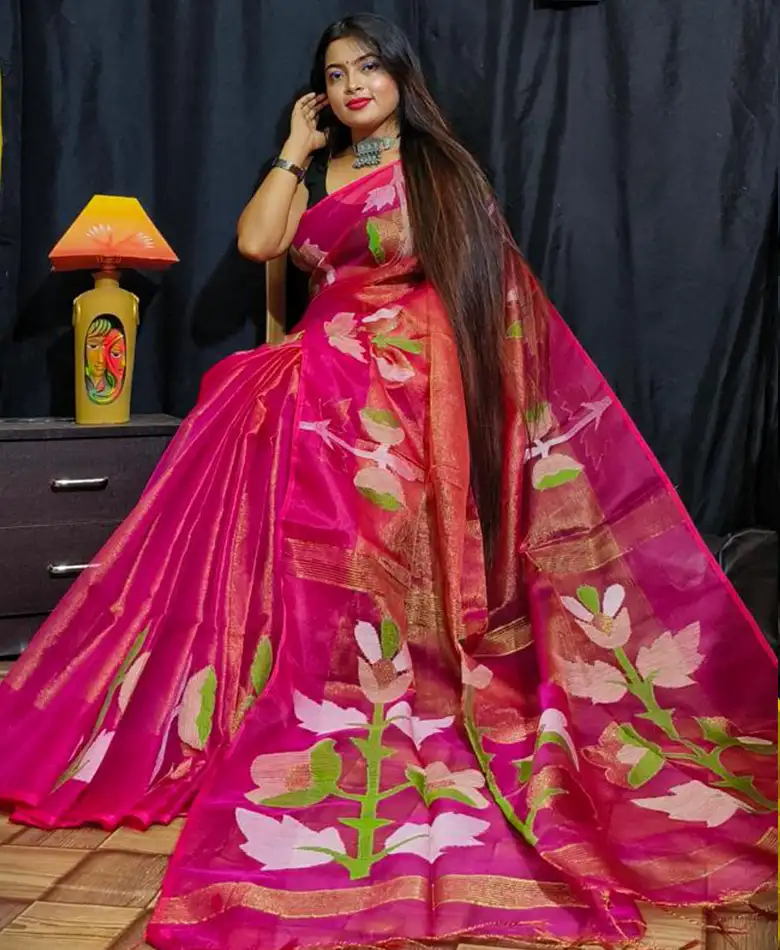 Hand Woven Pure Tissue Muslin Saree