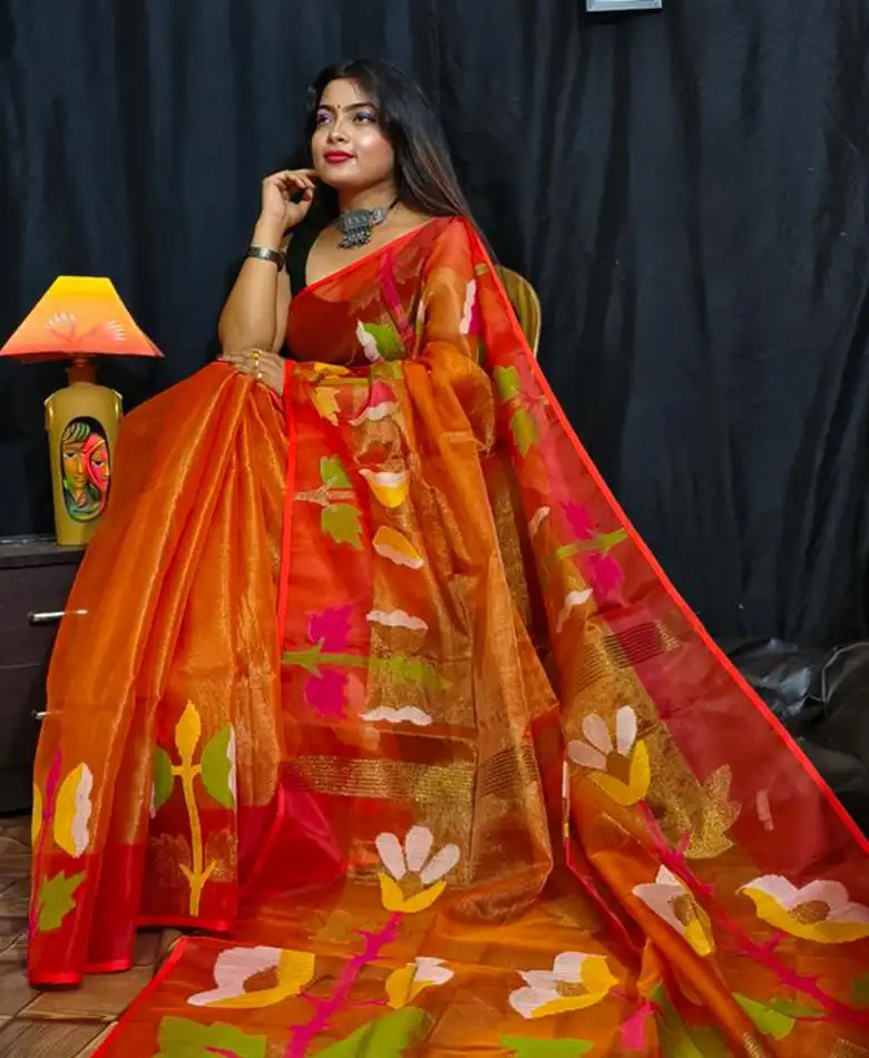 Hand Woven Pure Tissue Muslin Saree