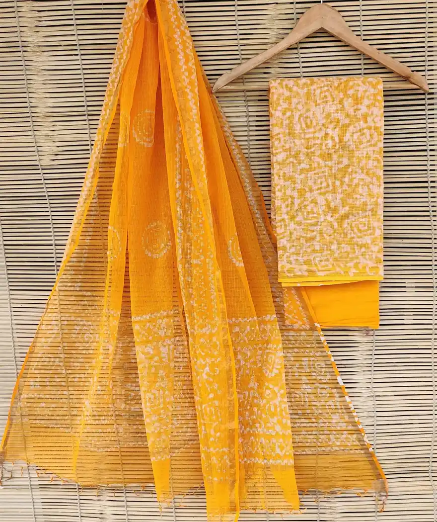 Pure Cotton Hand Block Printed Kota Doria Unstitched Salwar Suit