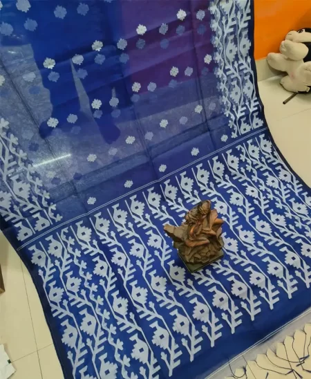 Muslin Jamdani Handloom Saree With Blouse Piece