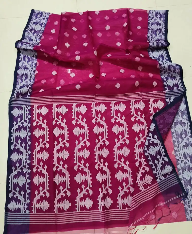 Authentic Muslin Jamdani Handloom Saree with Blouse Piece