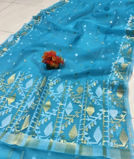Semi Muslin Jamdani Saree with blouse piece