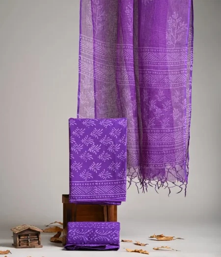 Designer Hand Block Print Pure Cotton Suit Material With Kota Doria Dupatta