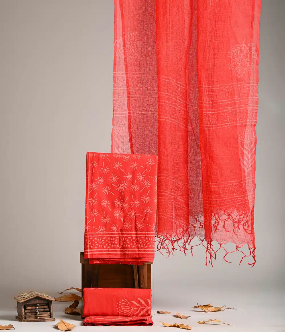 Premium Hand Block Printed Cotton Suit With Kota Doria Dupatta