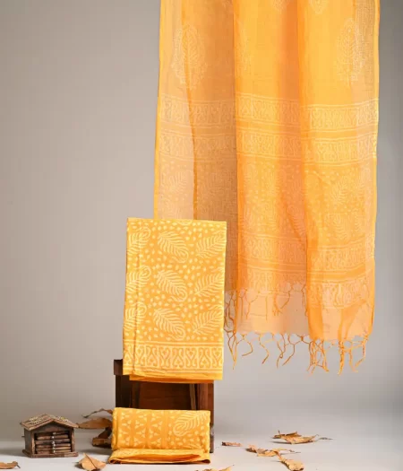 Designer Hand Block Print Pure Cotton Suit Material With Kota Doria Dupatta